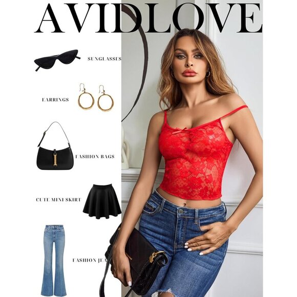 🆕Women Red Lace Bra and Panty Set V Neck Baby doll 2 Piece Mesh Bralette Set - Picture 4 of 7